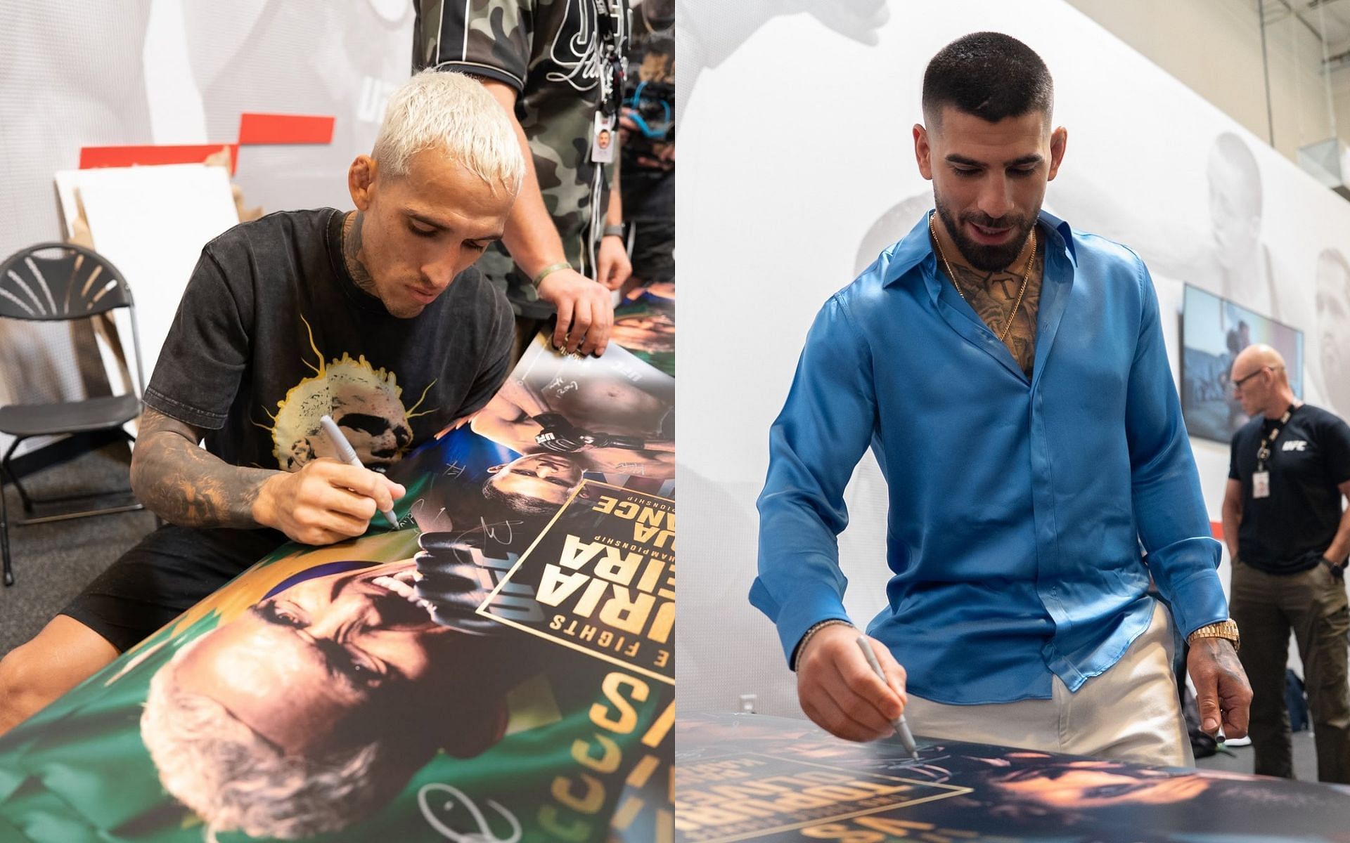 Charles Oliveira (left) vows to defeat Ilia Topuria (right) at UFC 317. [Images courtesy: @ufcespanol on Instagram]
