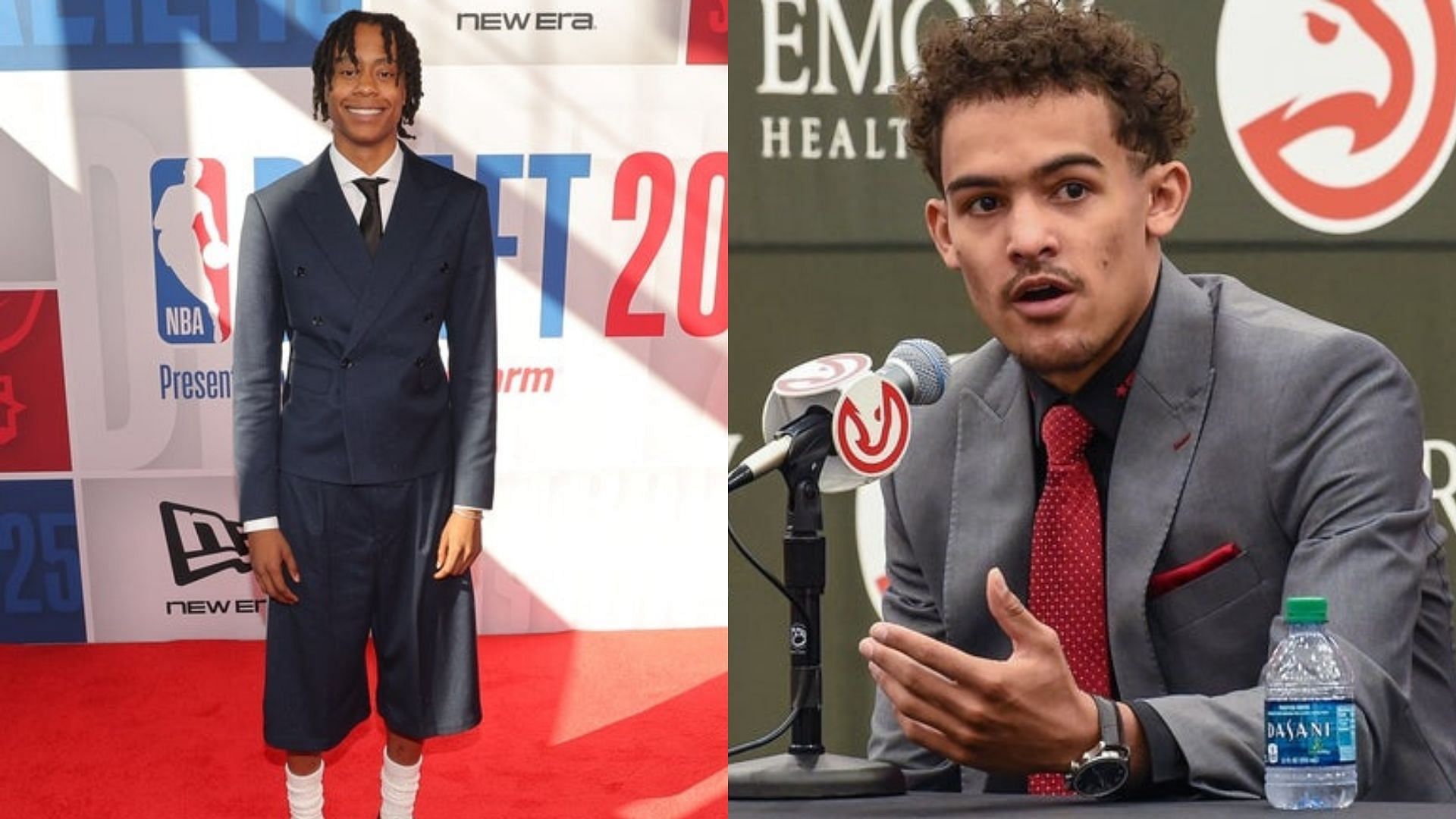 Tre Johnson arrives before the 2025 NBA Draft; Trae Young. Source: Imagn
