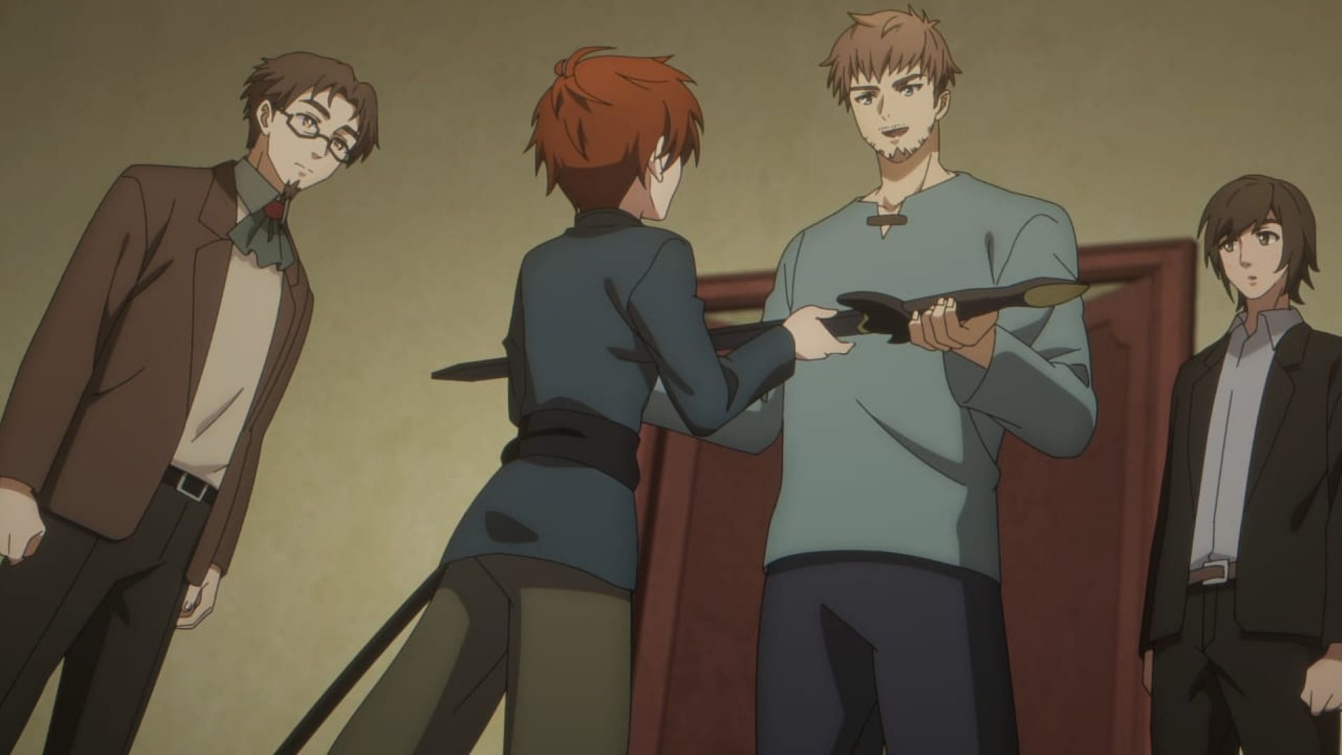 Arthur's father checks the sword (Image via Studio A-CAT)