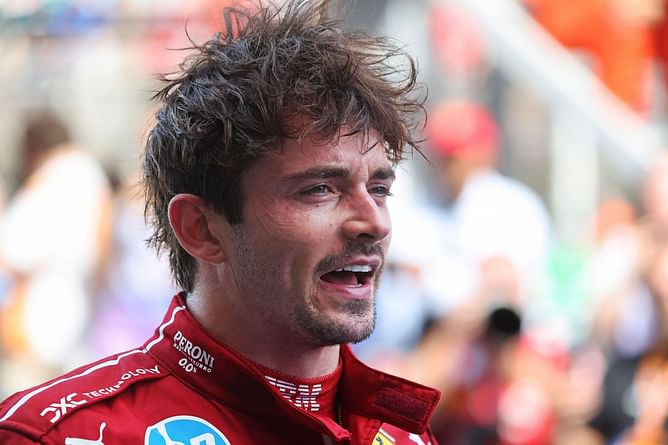 Charles Leclerc reacts to his massive shunt in his Ferrari during the F1 Canadian GP FP1