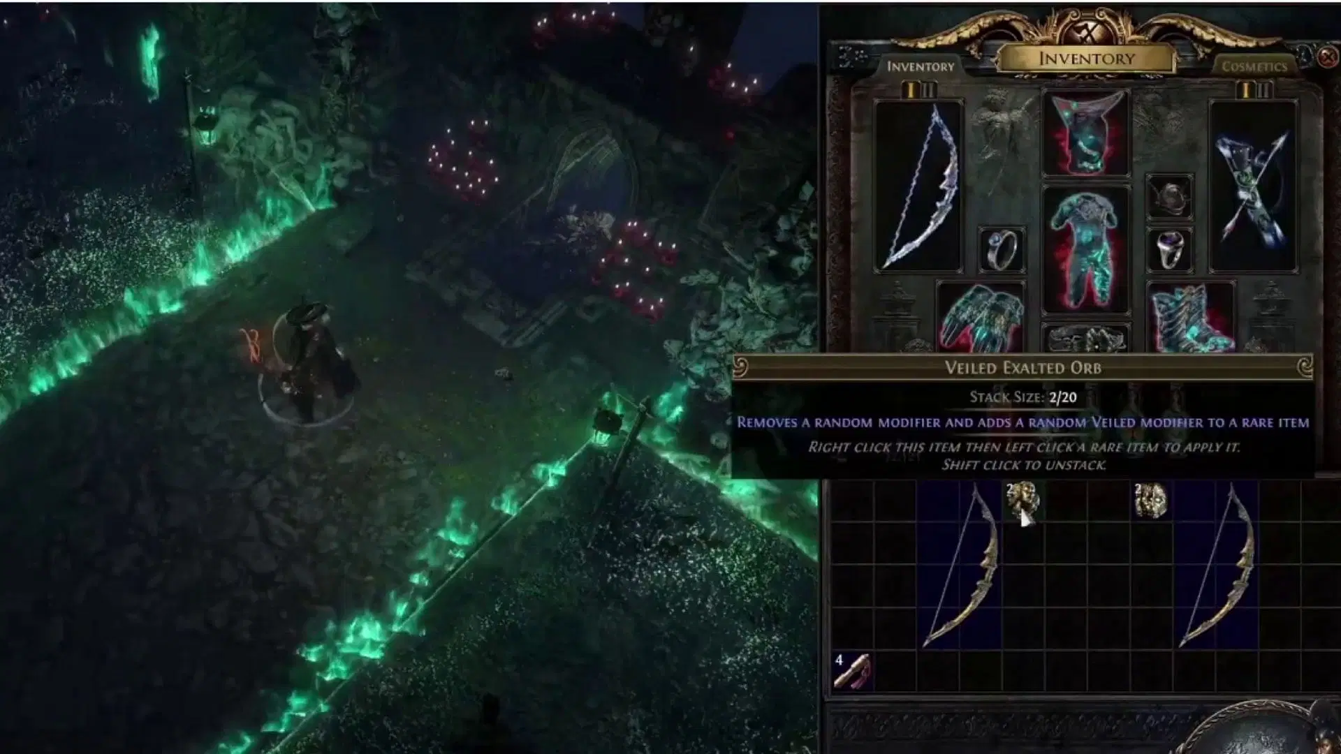 Veiled Exalted and Chaos Orb (Image via Grinding Gear Games)