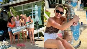 "Stanley and the gals": Brad Marchand's wife Katrina, sister Rebecca and other Marchand ladies celebrate with the Stanley Cup