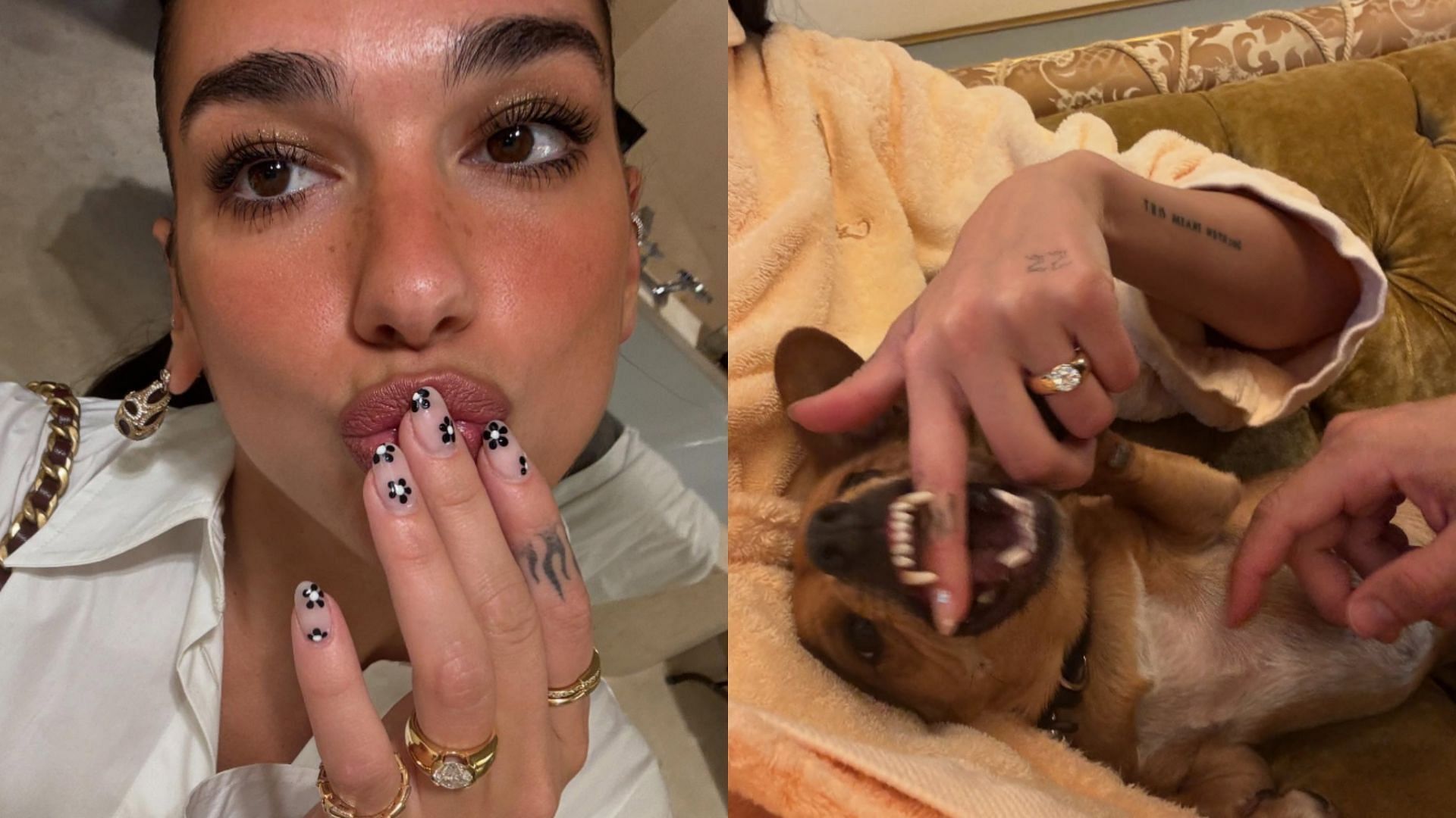 Dua Lipa is wearing her engagement ring. (Image via Instagram/@dualipa)