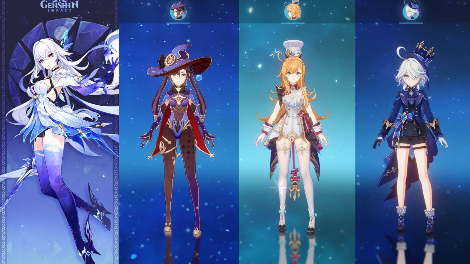 Skirk, Mona, Escoffier, and Furina (Image via HoYoverse)