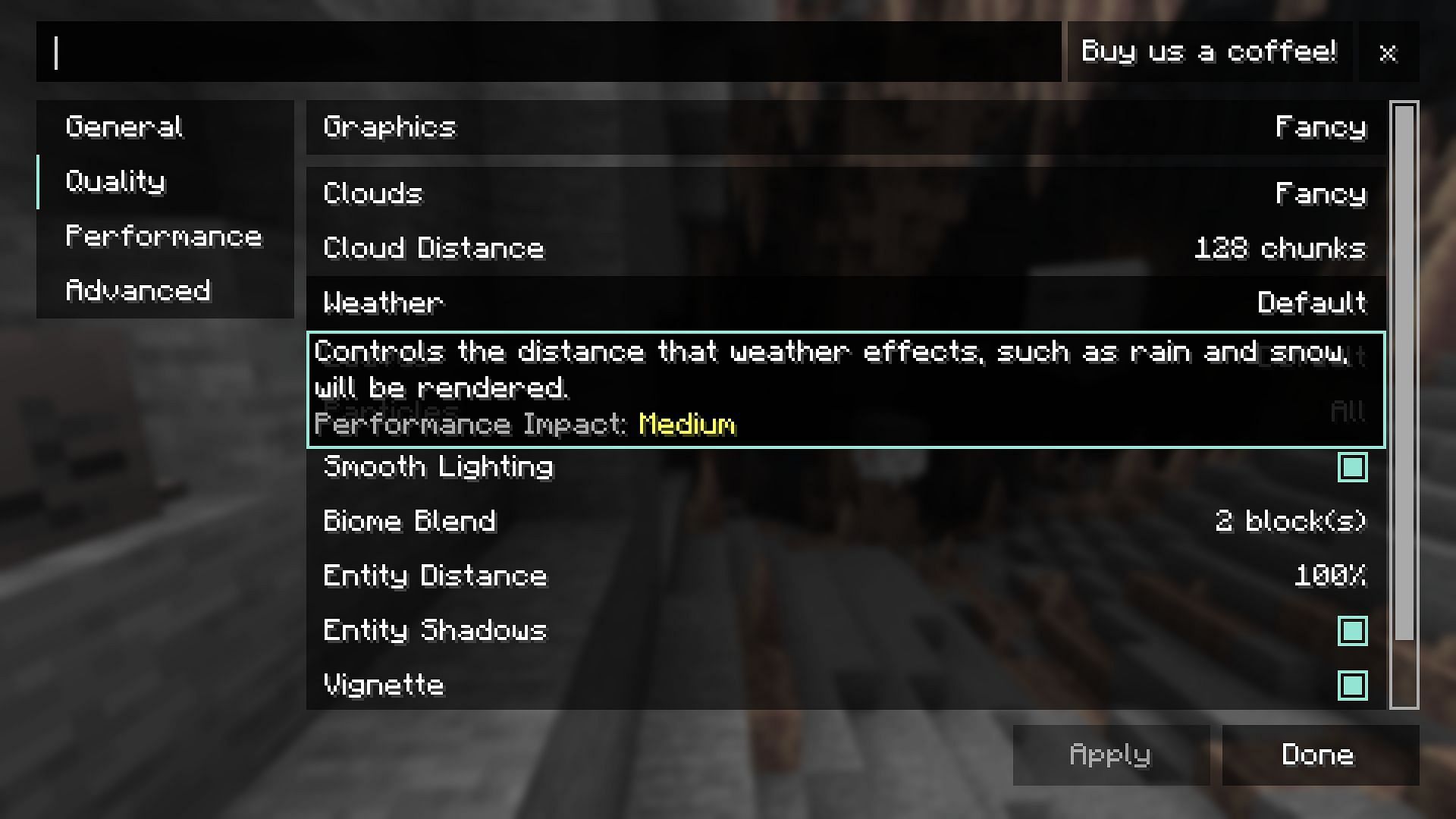 Minecraft Reese's Sodium Options Mod adds a set of customizations for the famous Sodium Mod (image via SPORTSKEEDA || Mojang Studios/Flashyreese)