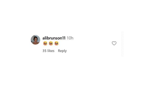 Ali Marks Brunson comments on Jordyn Woods' post on Instagram