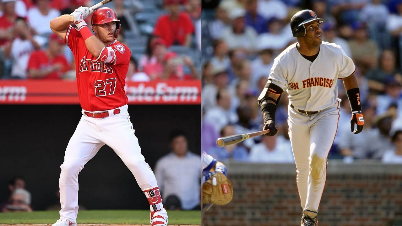 Mike Trout (left) and Barry Bonds (right) (Getty)