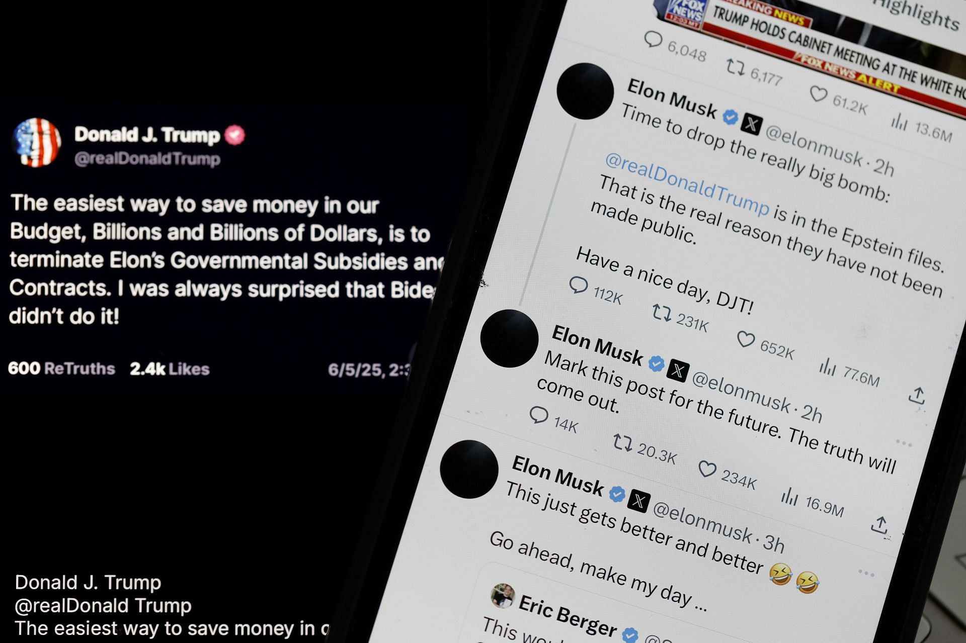 President Trump And Elon Musk Feud Blows Up On Social Media - Source: Getty