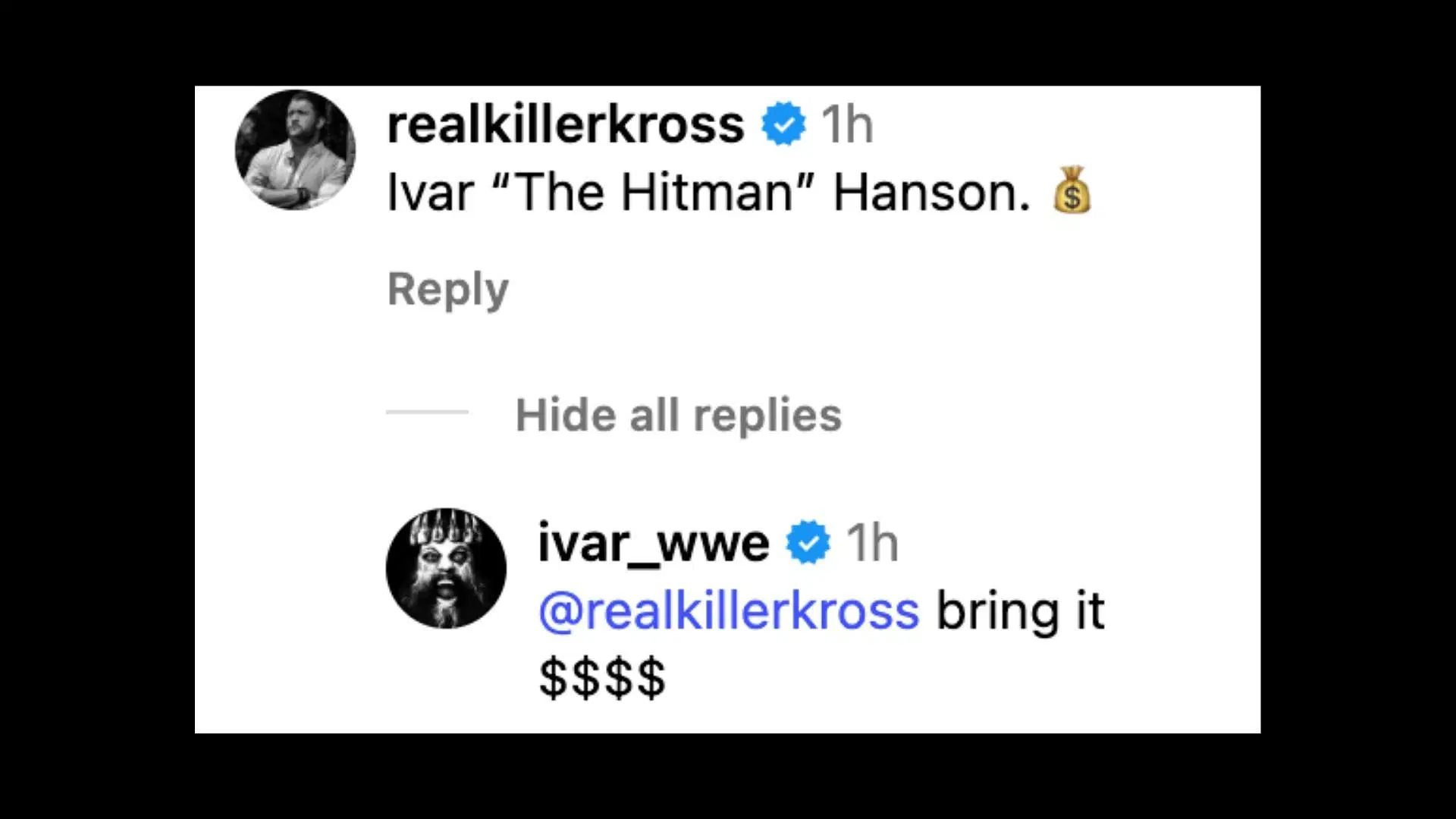 Kross and the former champion traded words on social media today. [Image credit: Ivar on Instagram]