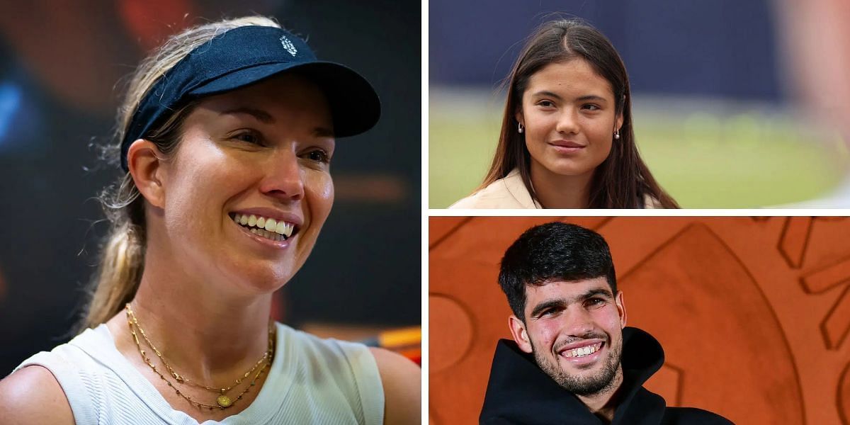 Danielle Collins (left), Emma Raducanu (top right), Carlos Alcaraz (bottom right), Sources: Getty