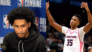 Dylan Harper reacts as Georgetown center Thomas Sorber gets green room invite for the NBA draft
