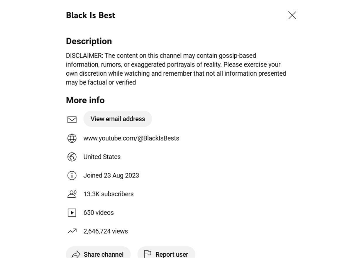 Black is Best&#039;s description notes that not all information may be &quot;factual or verified&quot; (Image via YouTube)