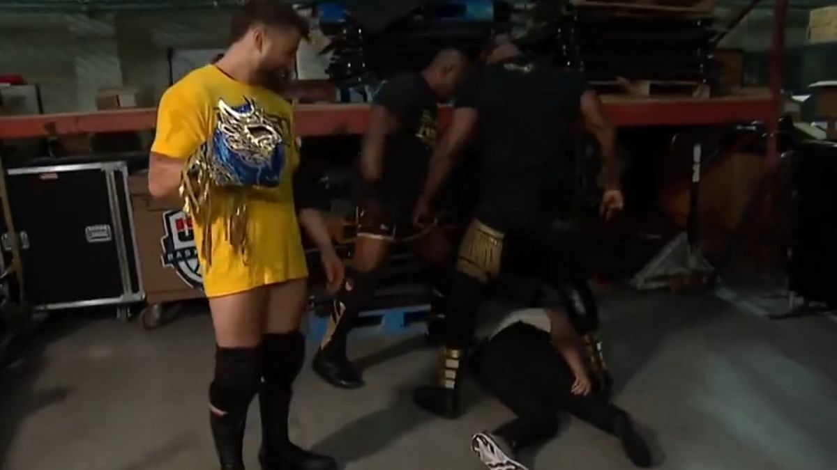 The Hurt Syndicate attacking an AEW star backstage (Image via AEW
