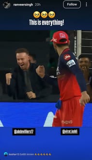 Screenshot of Ranveer Singh's Instagram story - Source: Ranveer Singh/IG