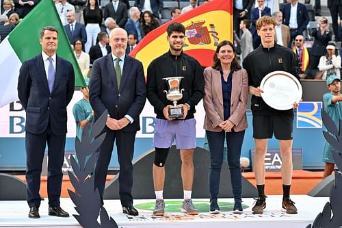 Alcaraz and Jannik Sinner at the Internazionali BNL D'Italia 2025 - Day Fourteen - Source: Getty