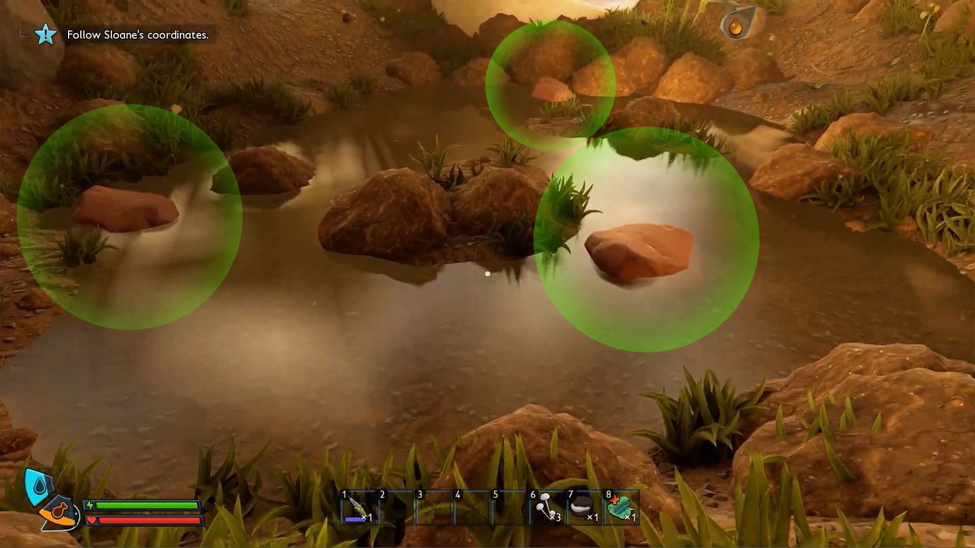 These brown stones can be found all over moist areas on the map. Farm them with an Omni-Shovel to get Clay (Image via Xbox Game Studios)