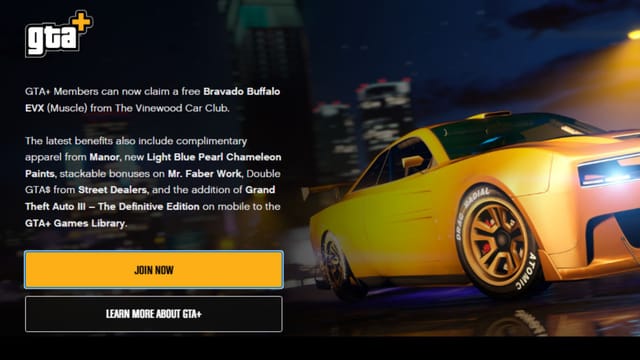 Home page of the GTA+ website (Image via Rockstar Games)