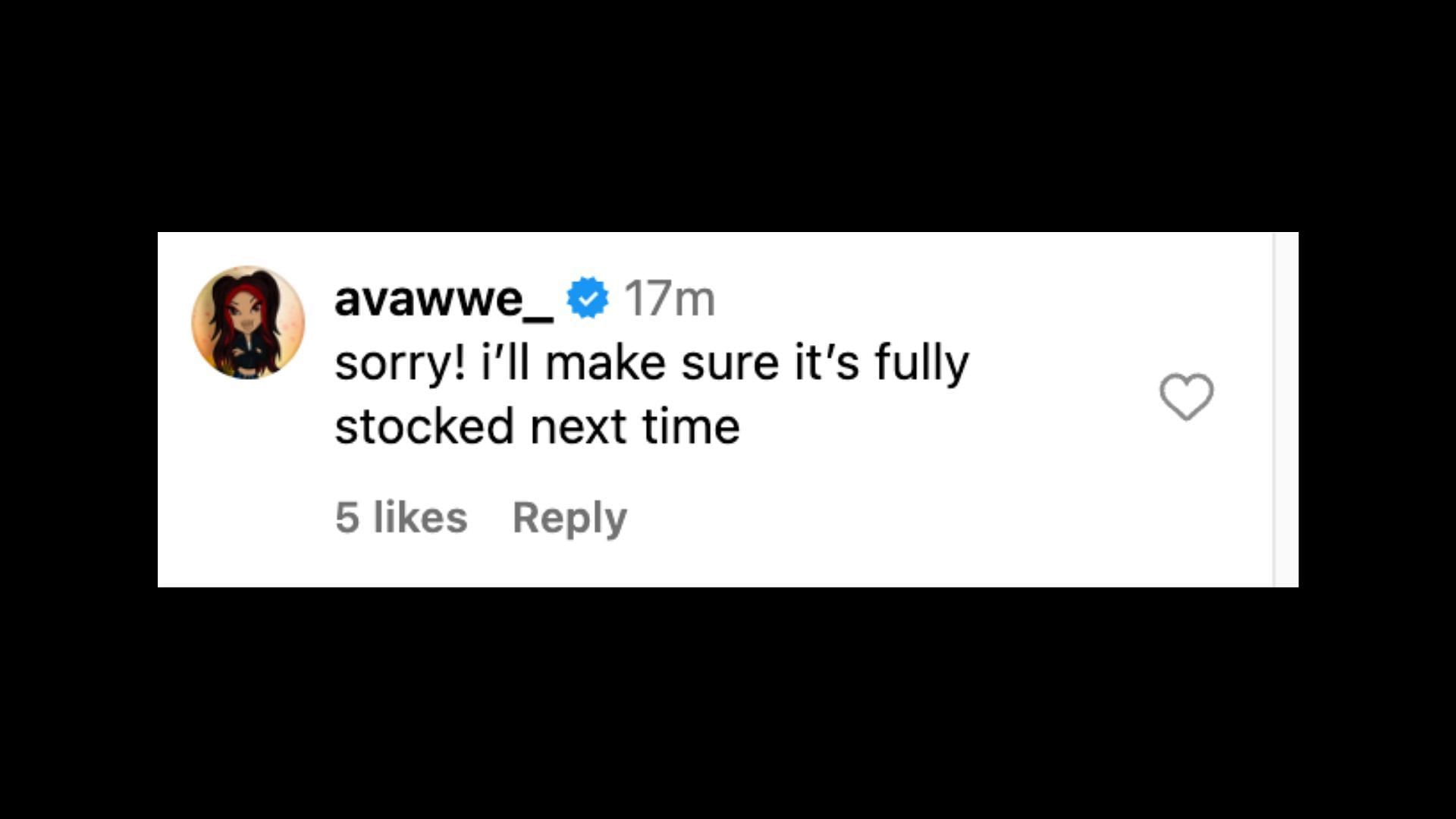 Ava reacted to Pearce&#039;s post on Instagram ahead of NXT. [Image credit: Adam Pearce&#039;s Instagram]