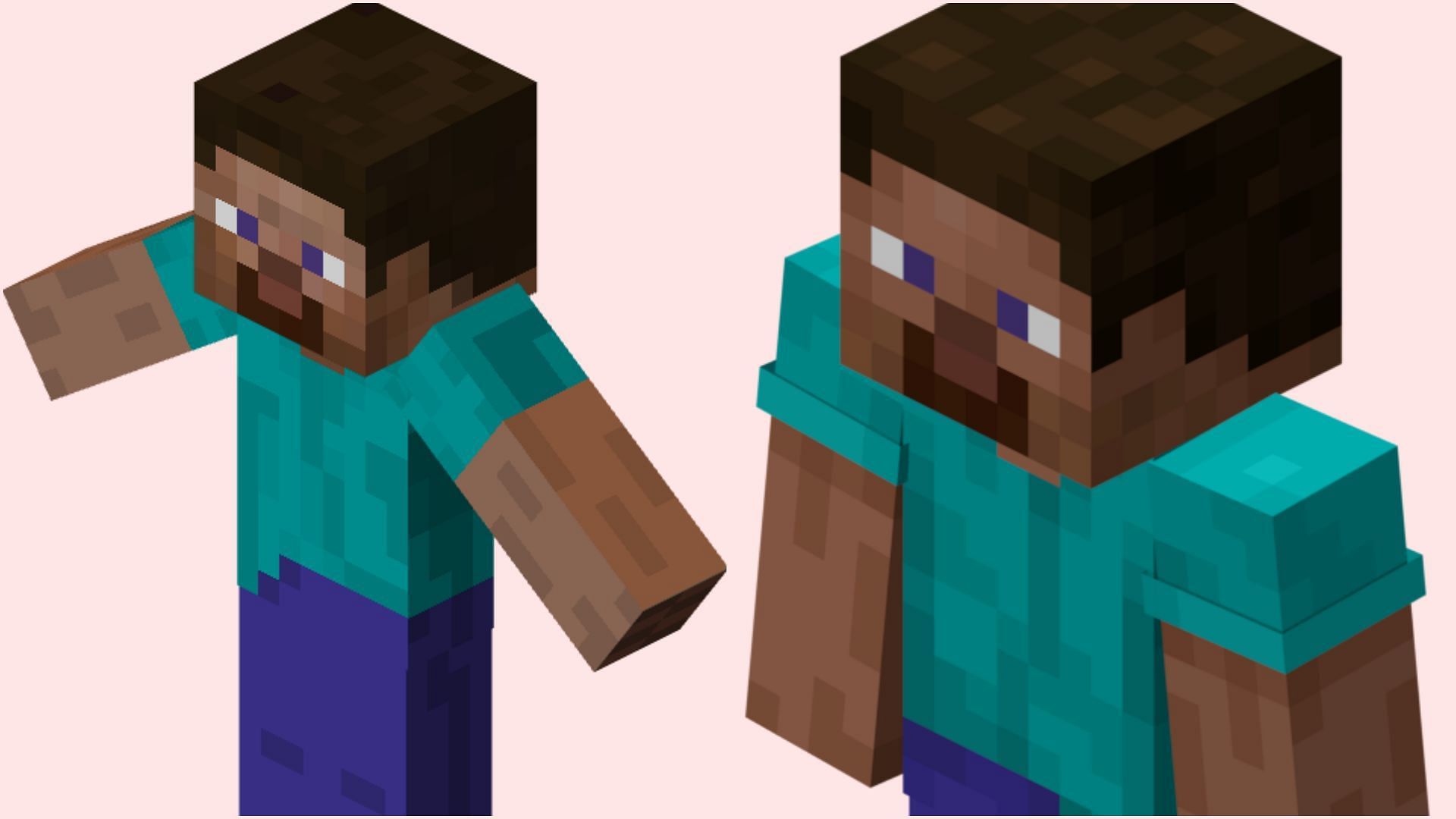 Steve mostly remained the same after being added (Image via Minecraft Wiki || Mojang Studios)