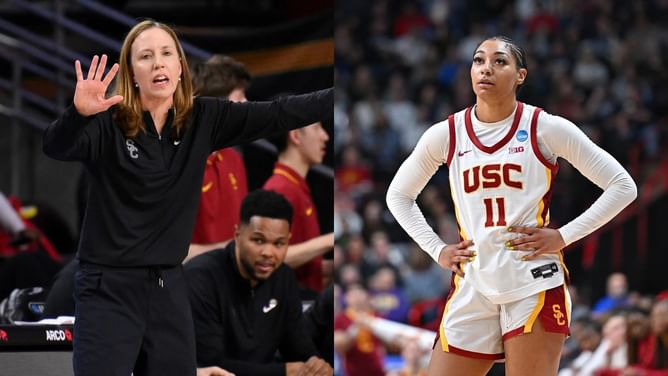 Lindsay Gottlieb reacts with pride as USC HC shares snap with Kennedy Smith from Team USA camp