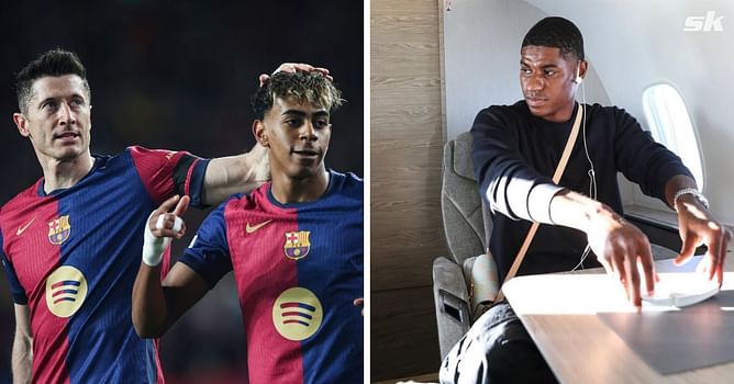 Lamine Yamal reacts after Marcus Rashford shares Instagram picture ahead of Barcelona medical