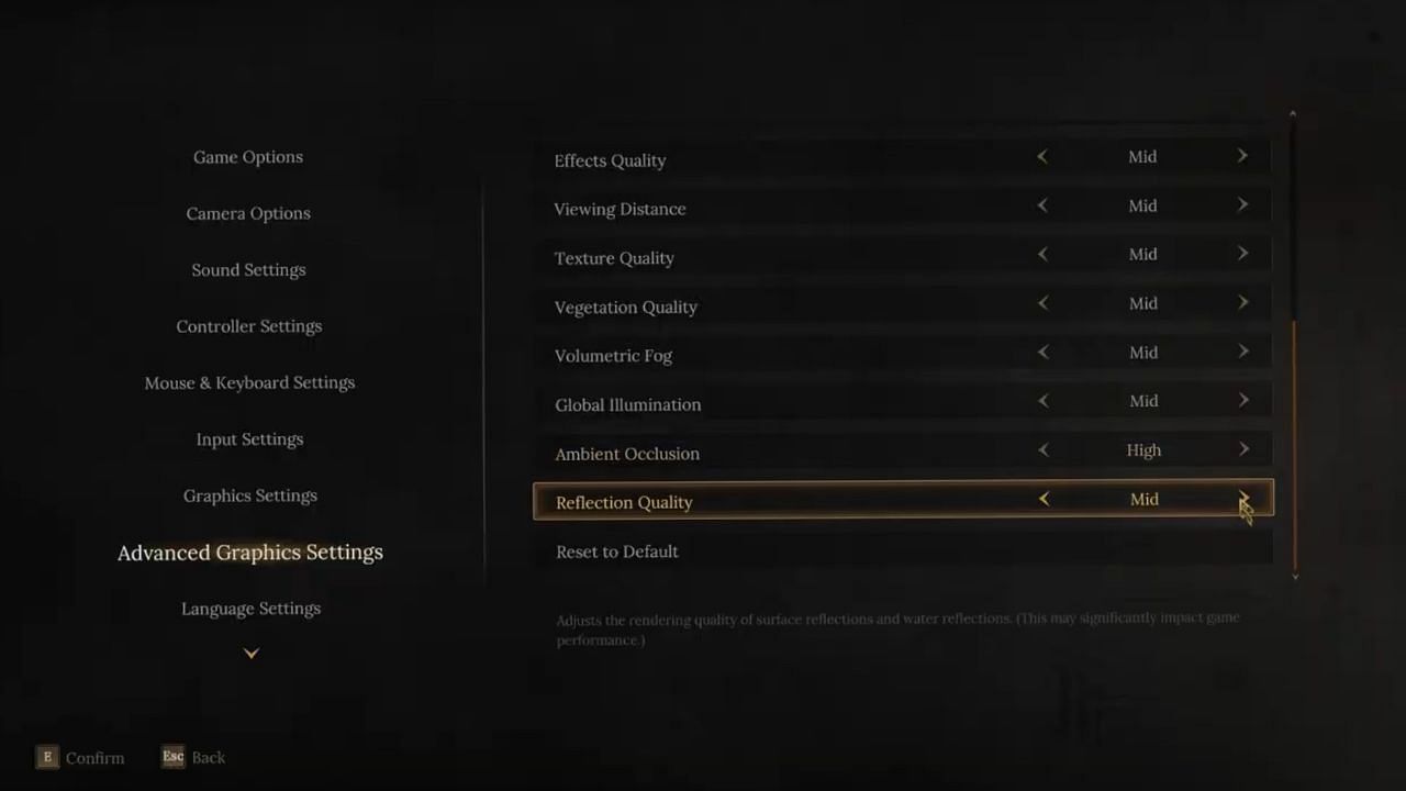 Graphics settings menu in Wuchang: Fallen Feathers (Image via 505 Games)