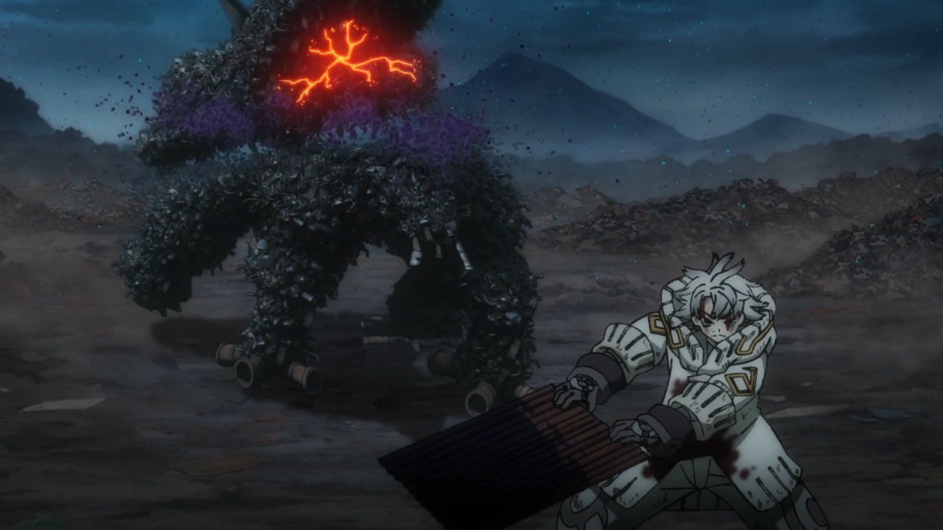 Rudo fighting a Trash Beast as seen in Gachiakuta episode 2 (Image via Bones Film)