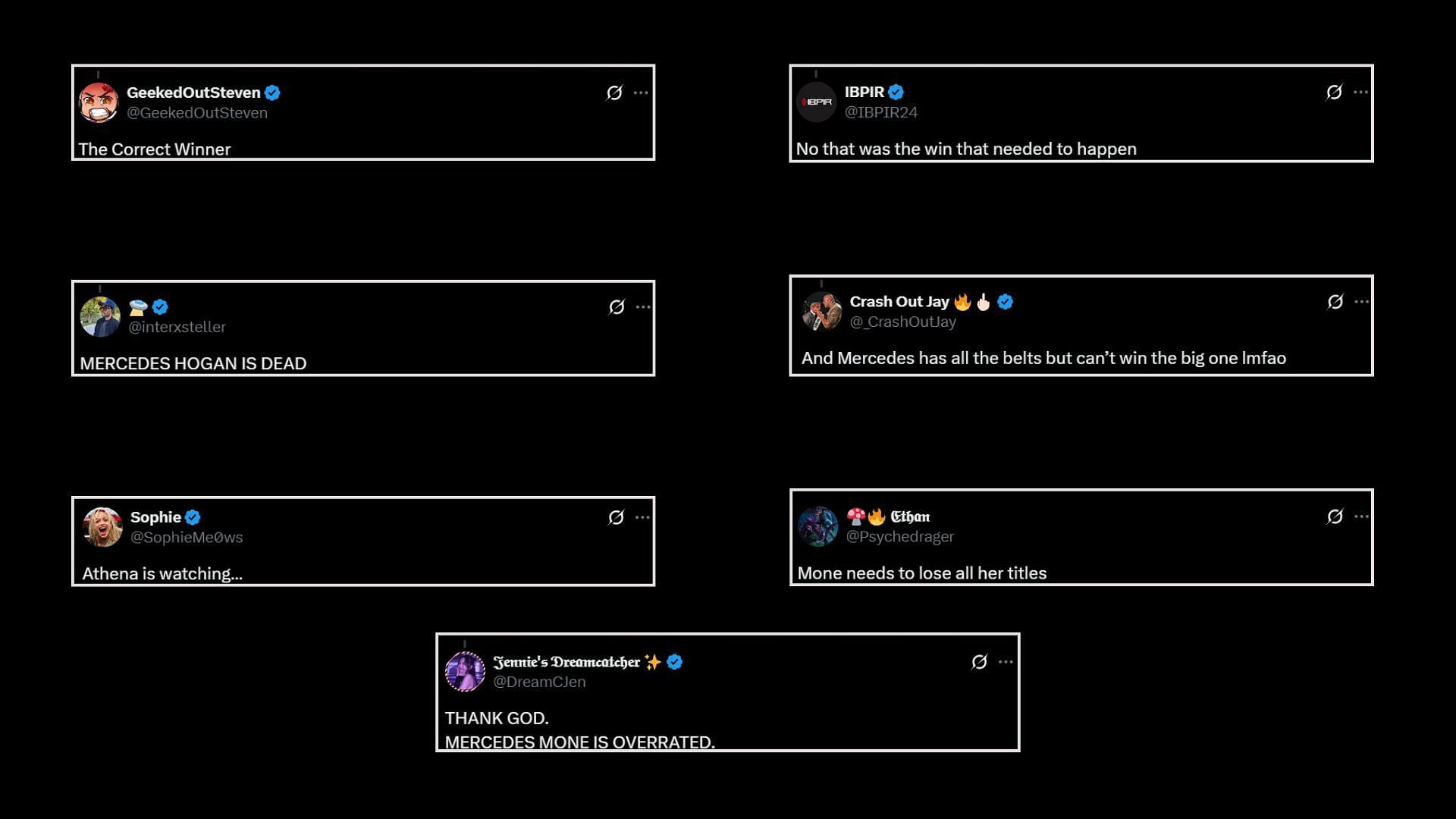 Fans react to Mercedes&#039; first singles loss in AEW [Image credit: X/Twitter]