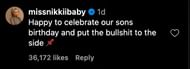 Nikki Baby's IG comment