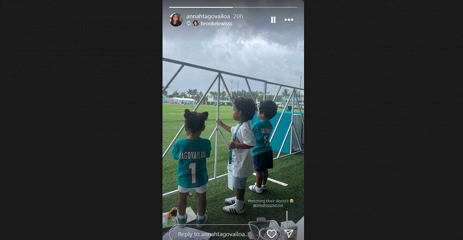 Tua Tagovailoa&#039;s wife Annah Gore shares rare picture of kids supporting QB at Dolphins camp/@annahtagovailoa