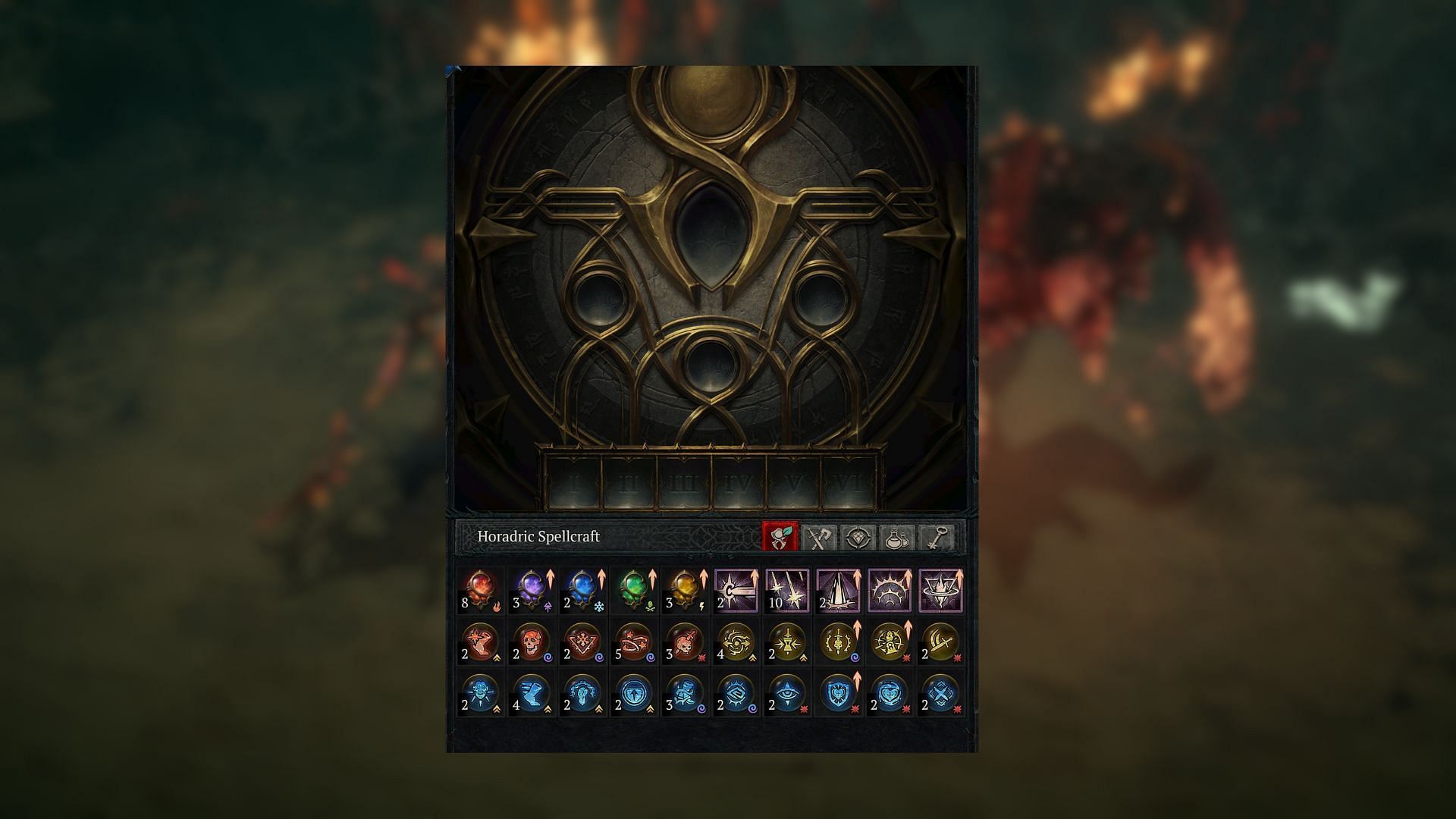 Horadric Spellcaraft window in Diablo 4 (Image via Blizzard Entertainment)