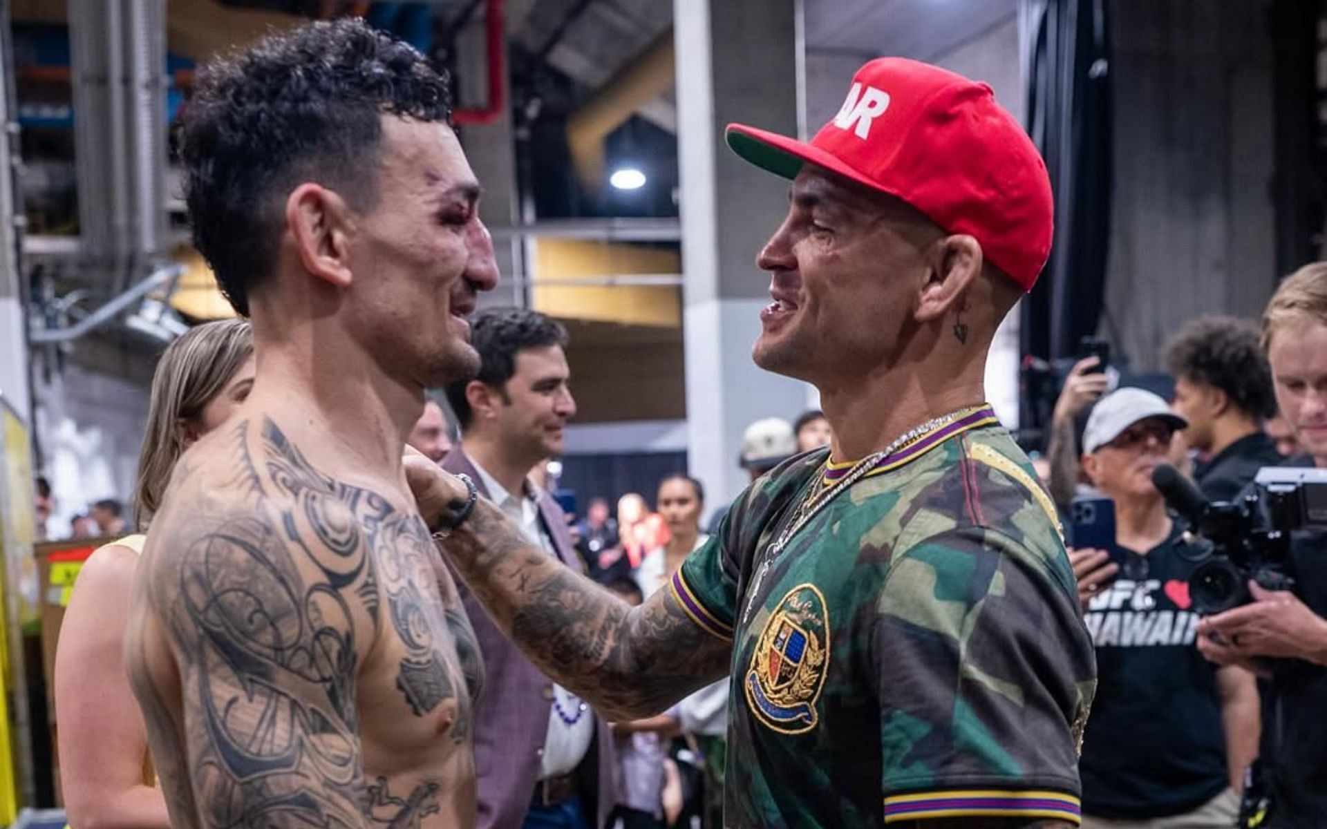 Max Holloway (left) and Dustin Poirier (right) put on an entertaining fight at UFC 318. [Image courtesy: @ufc on Instagram]