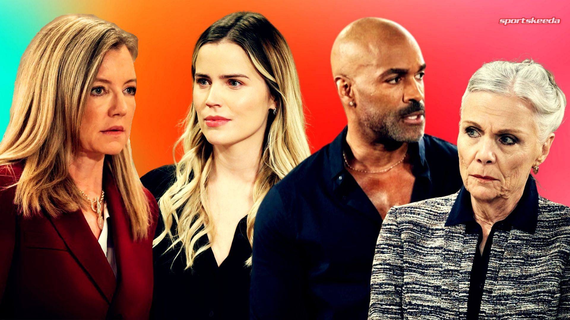 From left, Nina, Sasha, Curtis and Tracy on General Hospital (Custom edit by Sportskeeda, Original images via ABC Network)