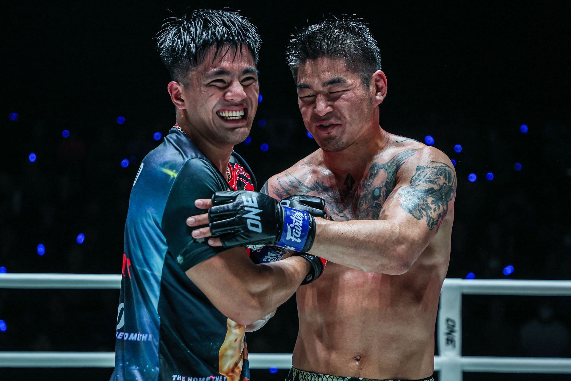(From left) Jhanlo Mark Sangiao and Shinechagtga Zoltsetseg. [Images courtesy from ONE Championship]