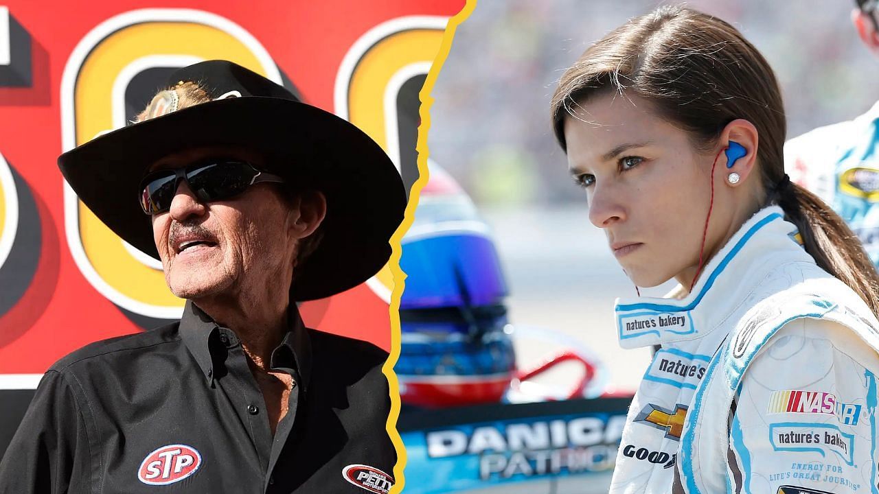 A side-by-side image of (L) Sep 3, 2017; Darlington, SC, USA; Former driver Richard Petty looks on during driver introductions prior to the Bojangles