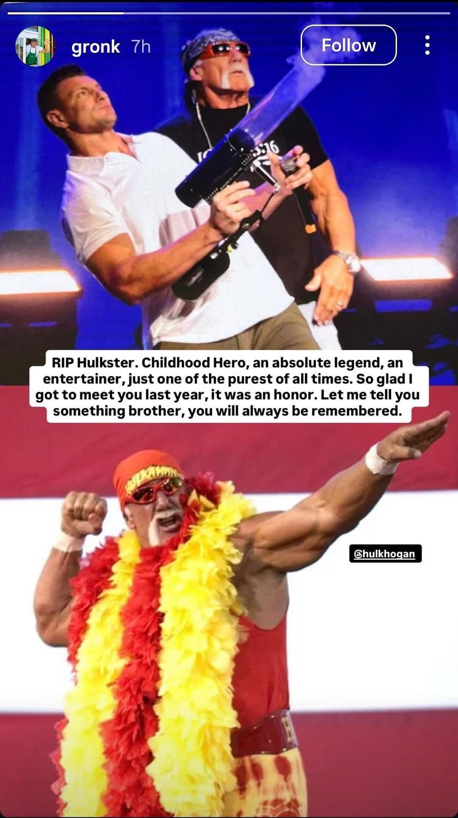Rob Gronkowski&#039;s Instagram story (Source: @gronk/Instagram)