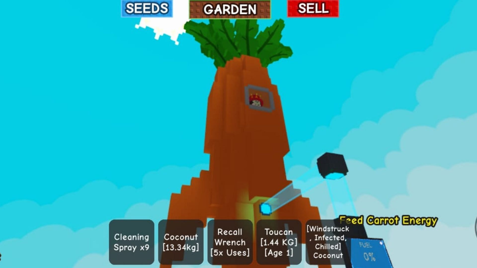 The carrot rocket in the game (Image via Roblox)