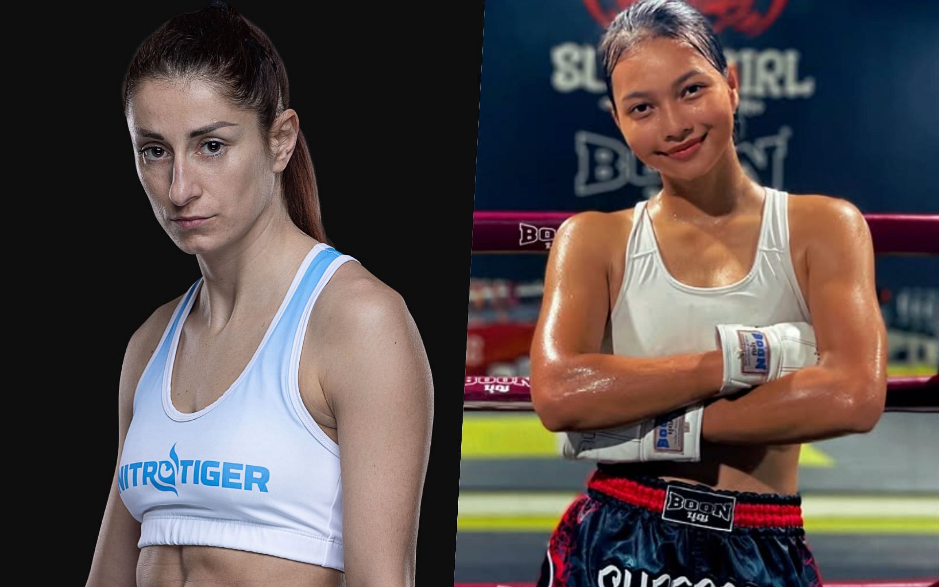 Teodora Kirilova (L) and Supergirl (R) | Photo by ONE Championship