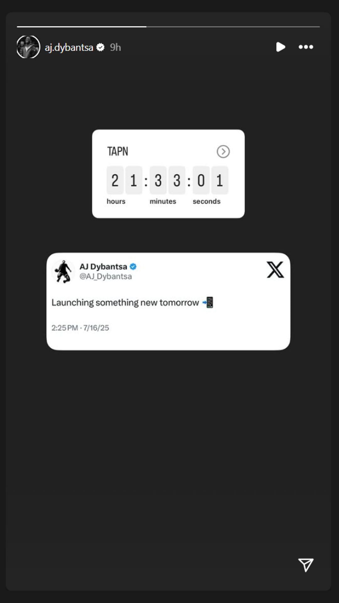 Screenshot via Instagram (@aj.dybantsa/IG)