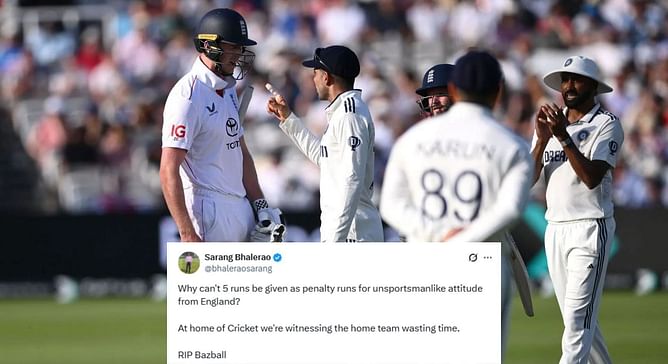 "RIP Bazball" - Fans react to last over drama featuring England openers on Day 3 of ENG vs IND 2025 3rd Test