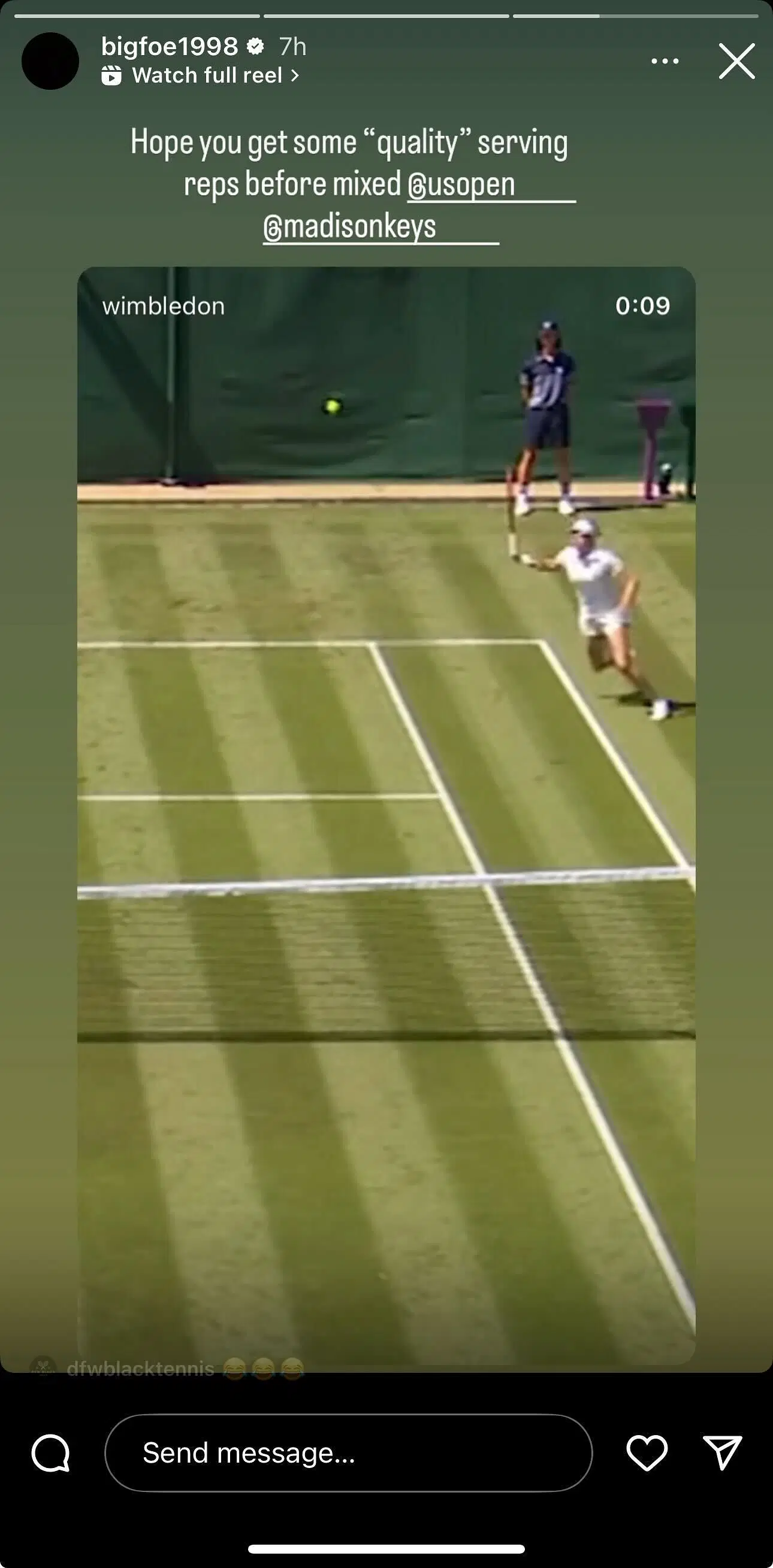 Screengrab from Frances Tiafoe&#039;s Instagram @bigfoe1998