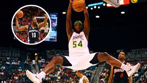 Ex- No. 1 pick Kwame Brown celebrates as detractors Gilbert Arenas and Shannon Sharpe both suffer misfortunes