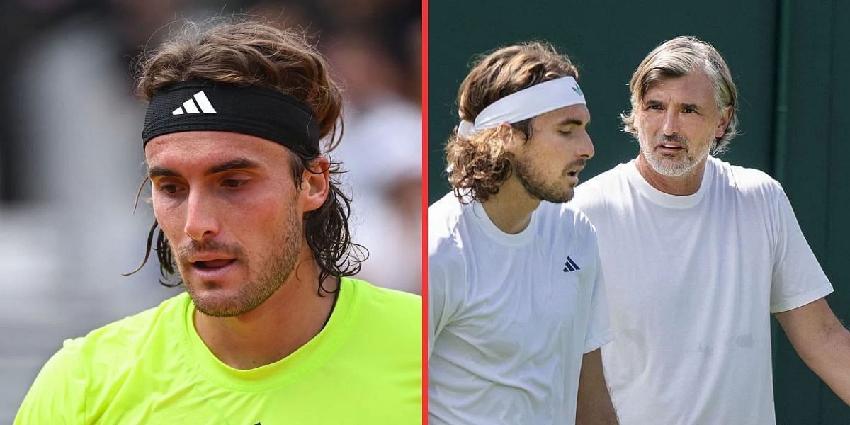 Stefanos Tsitsipas (left), Tsitsipas and Goran Ivanisevic (right), Sources: Getty