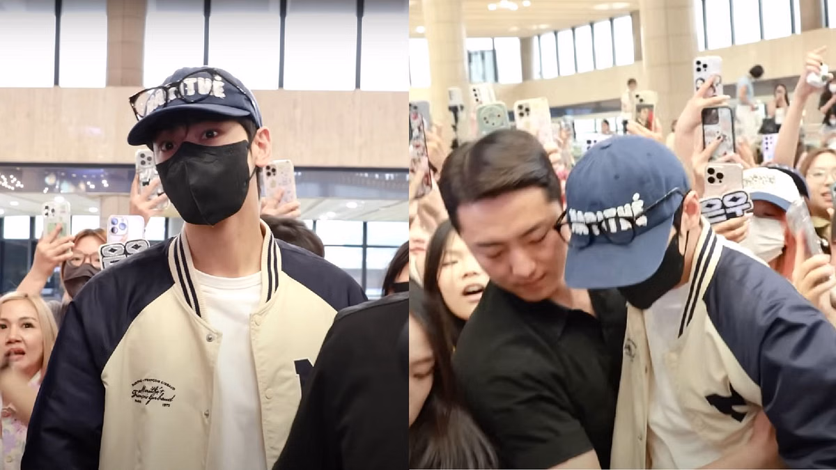 "He doesn’t deserve it"- Fans outraged as Cha Eun-woo gets mobbed at his last airport appearance ahead of military enlistment, causing safety concerns