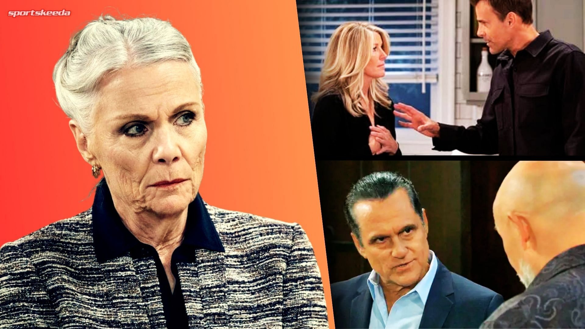 Clockwise from left, Tracy, Carly, Drew, Sidwell and Sonny on General Hospital (Custom edit by Sportskeeda, Original images via ABC Network)