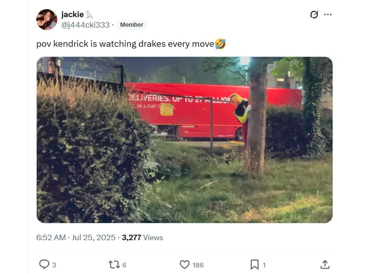 An X user&#039;s meme on Kendrick and Drizzy (Image via X/ @j444cki333)