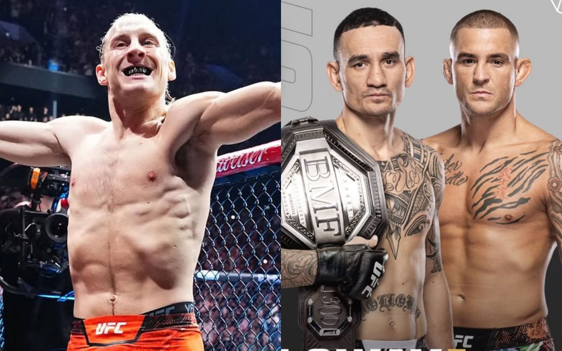 Paddy Pimblett (left) predicts Max Holloway (middle) and Dustin Poirier