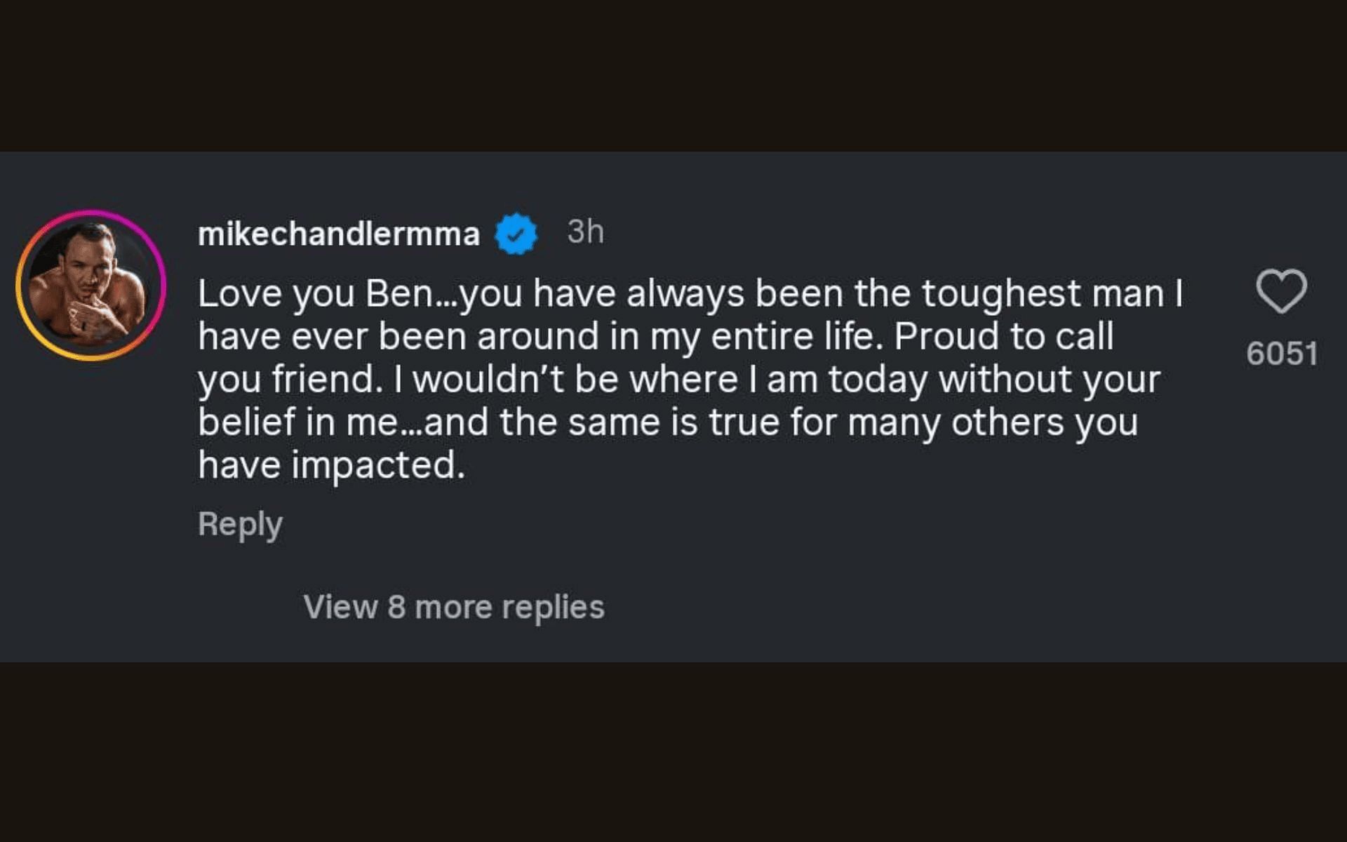 Michael Chandler&#039;s comment [Screenshot courtesy: @benaskren on Instagram]