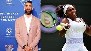 Michael Phelps reacts as Serena Williams returns to practice on tennis court with a strong message