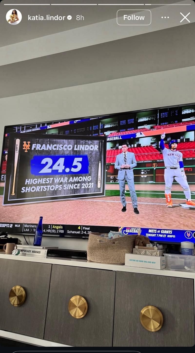 Francisco Lindor&rsquo;s wife Katia, shared proud moment of him (via Instagram story)